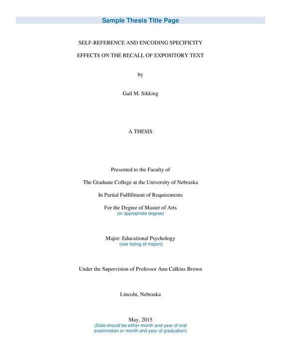 dissertation title font