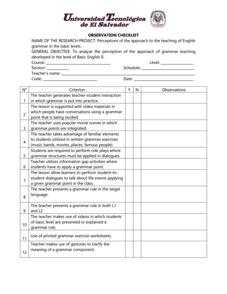 sample checklist for research paper