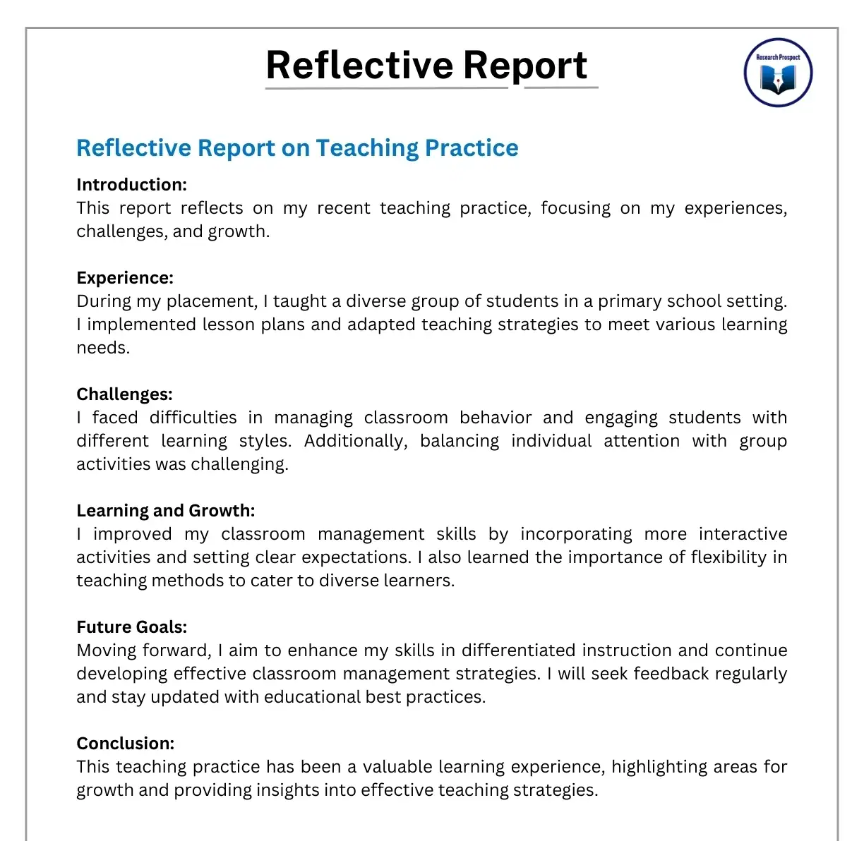 Reflective Report Samples